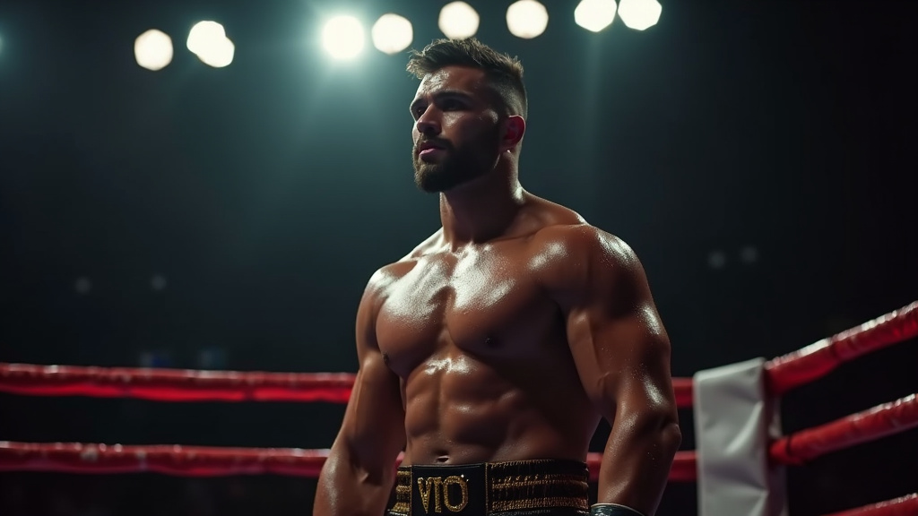Boxeur poids lourd en action sur le ring