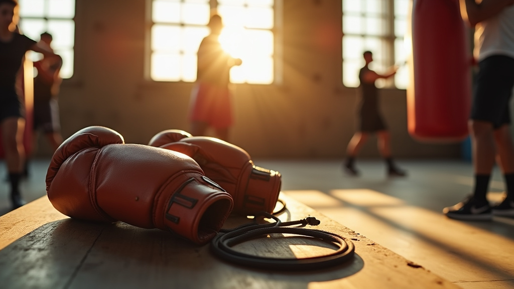 Un entraîneur de boxe tenant des pads pour un boxeur, se concentrant sur la technique