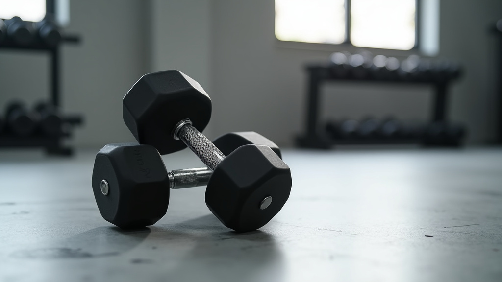 Athlète ajustant ses haltères dans une salle de musculation moderne