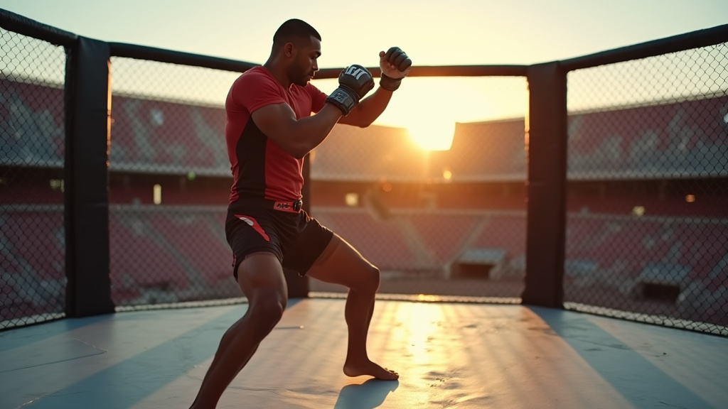 Combattants de MMA dans un octogone lors d'un combat