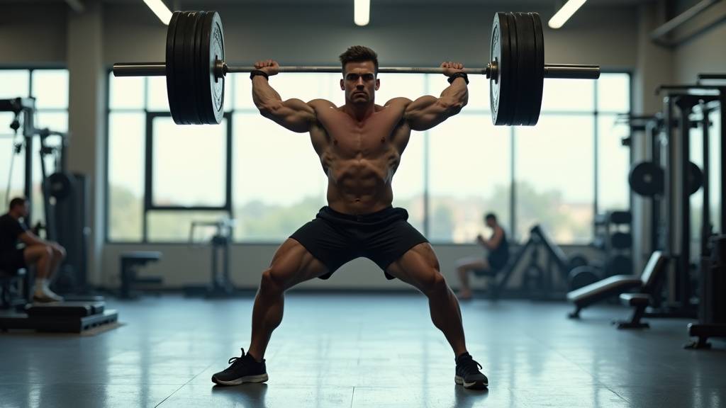 Athlète réalisant un clean and jerk avec une barre olympique