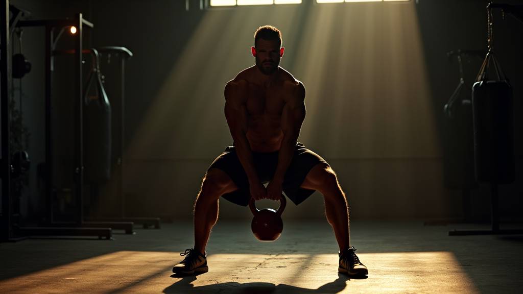 Athlète réalisant un kettlebell swing avec une kettlebell lourde