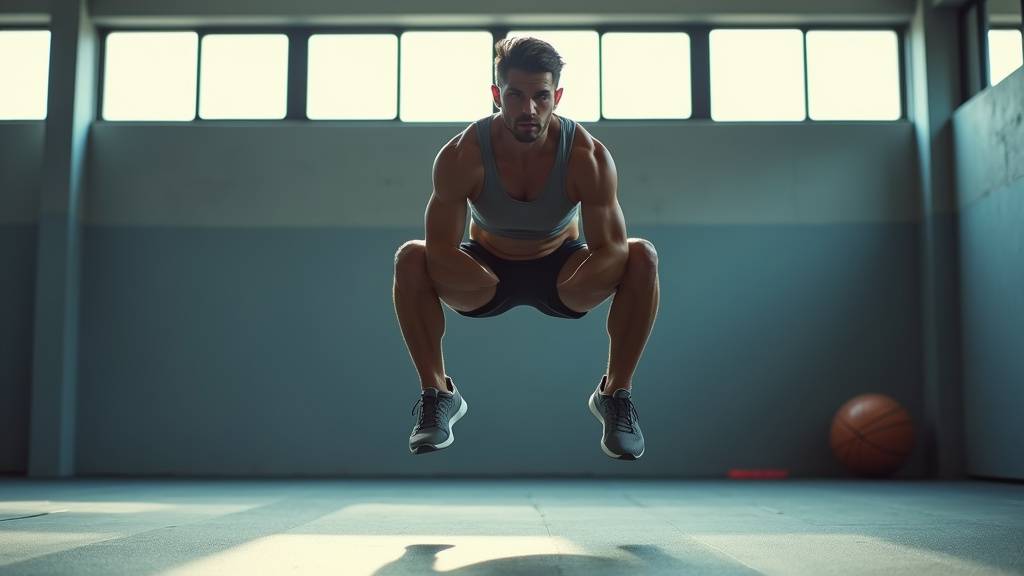 Athlète effectuant un saut vertical depuis une position de squat