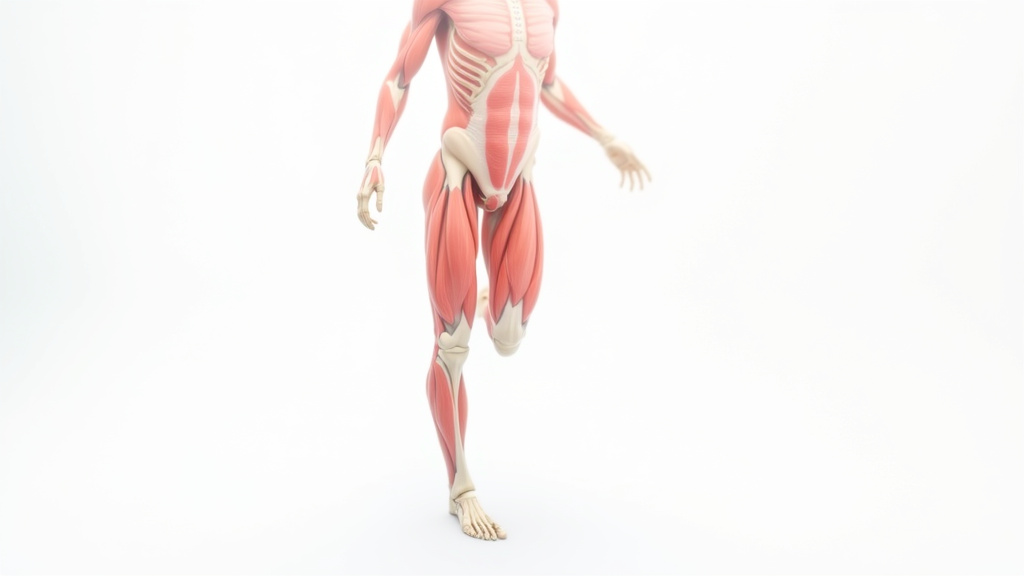 Vue anatomique des muscles de la loge antérieure de la jambe