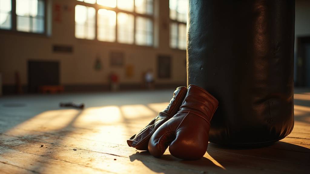 Entraînement de boxe avec gants et sac de frappe