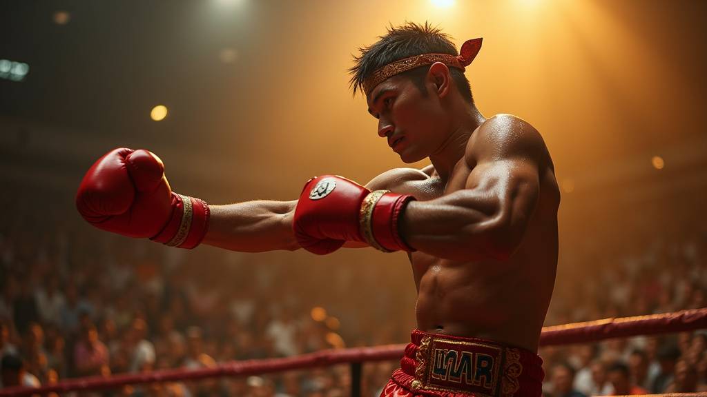Dieselnoi Chor Thanasukarn en pleine action dans le ring de Muay Thai