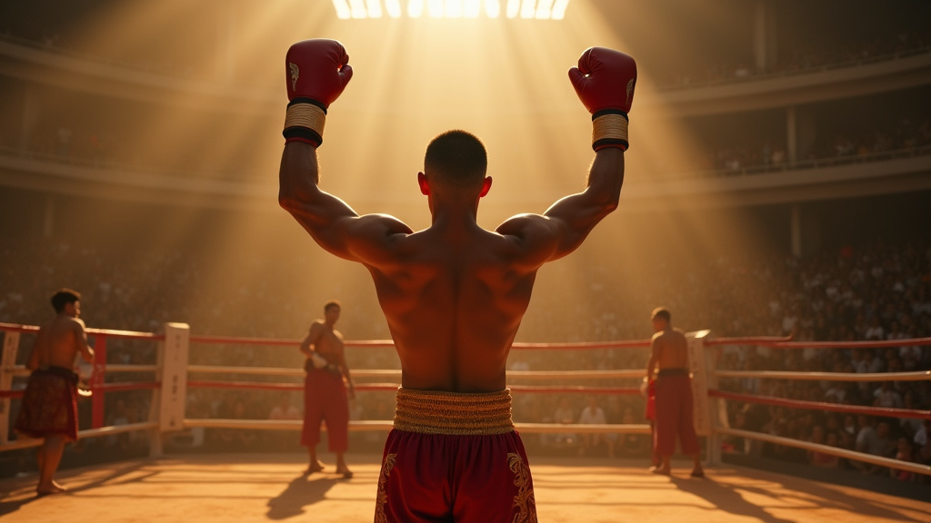Namsaknoi Yudthagarngamtorn en pleine action sur le ring de Muay Thai