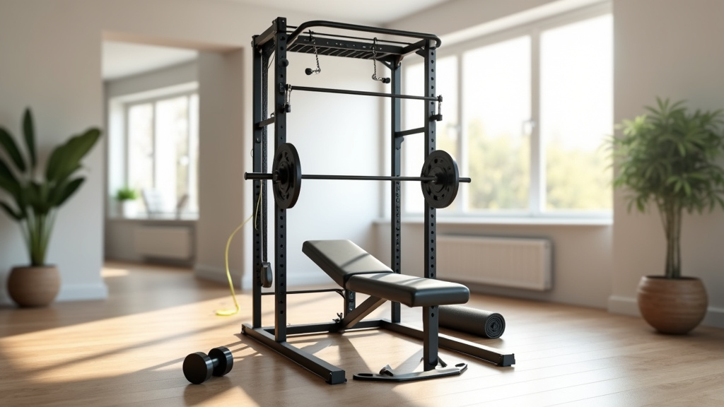 Station de musculation multifonctions dans une pièce moderne