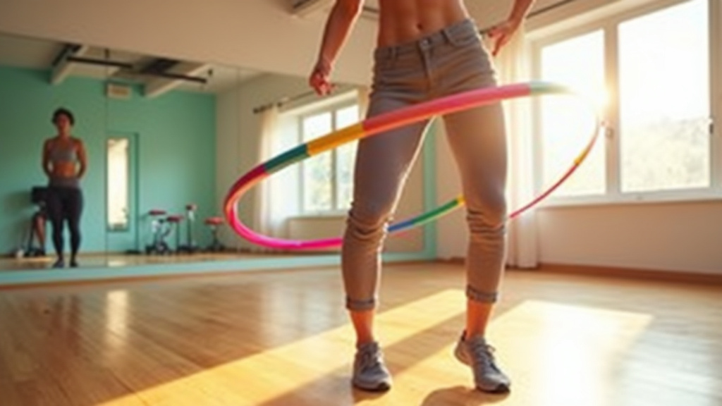 Personne mesurant le diamètre d'un cerceau fitness pour le choix adapté