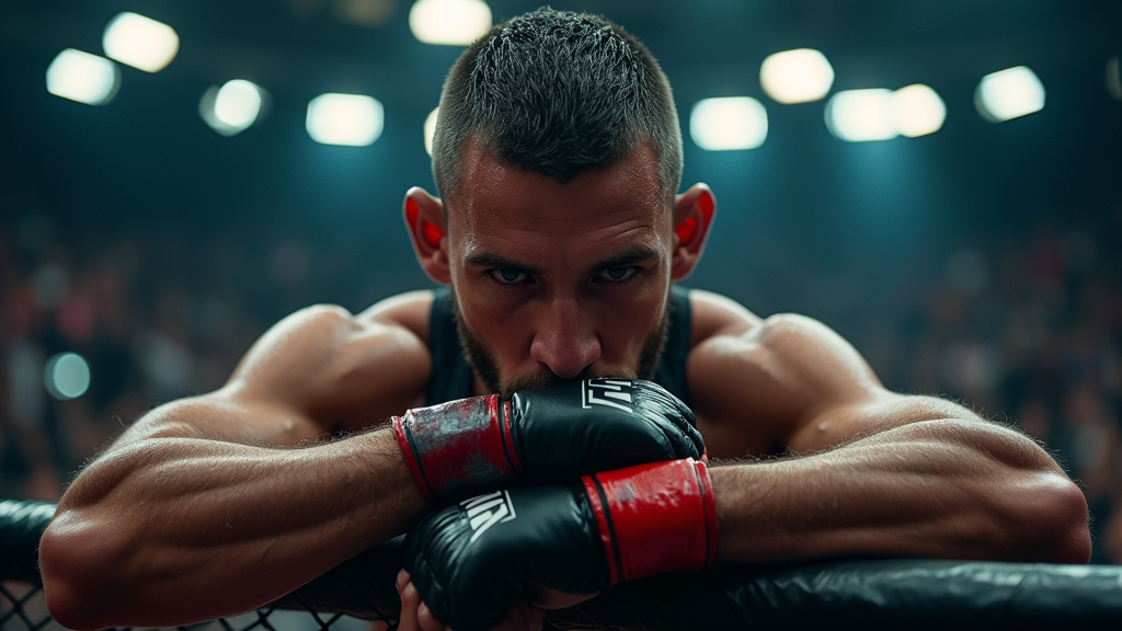 Combattants de MMA dans un octogone lors d'un événement majeur