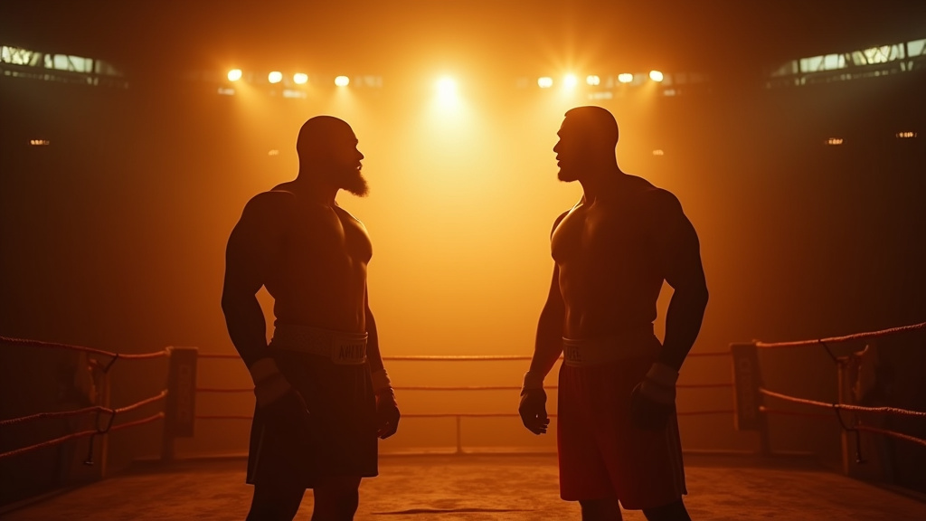 Anthony Joshua frappant son adversaire de plein fouet
